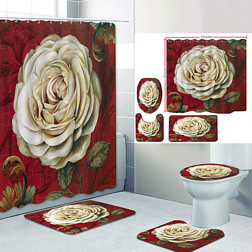 

Bathroom Shower Curtain & Mat Set Modern Polyester New Design