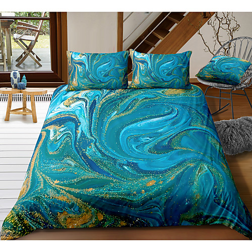 

Marble Print 3-Piece Duvet Cover Set Hotel Bedding Sets Comforter Cover with Soft Lightweight Microfiber, Include 1 Duvet Cover, 2 Pillowcases for Double/Queen/King(1 Pillowcase for Twin/Single)