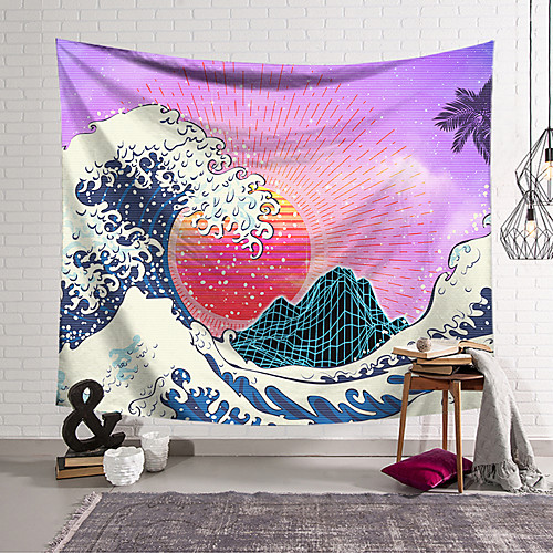 

Kanagawa Wave Ukiyo-E Wall Tapestry Art Decor Blanket Curtain Hanging Home Bedroom Living Room Decoration Japanese Painting Style Sea Ocean Wave Mountain Fuji Digital