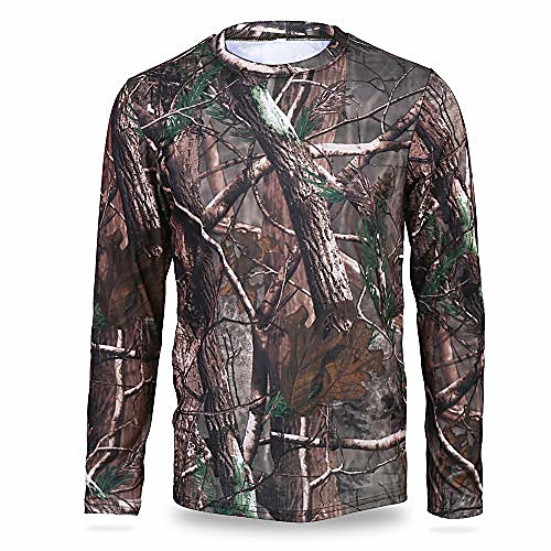 

realtree edge camo long-sleeved polyester shirt outdoor hunting round neck t-shirt size medium, a