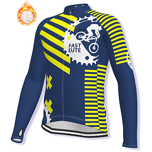 

21Grams Men's Long Sleeve Cycling Jacket Winter Fleece Spandex Dark Navy Stripes Gear Bike Jacket Mountain Bike MTB Road Bike Cycling Fleece Lining Warm Sports Clothing Apparel / Stretchy