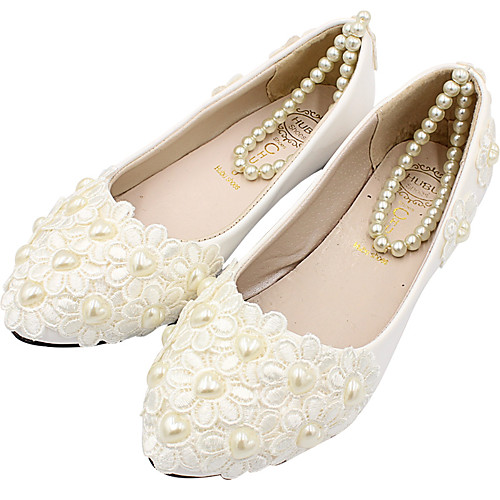 

Women's Wedding Shoes Flat Heel Round Toe Wedding Flats Sweet Wedding Walking Shoes PU Pearl Floral 3 cm heel [standard size] 5 cm heel [standard size] 8 cm heel [standard size]