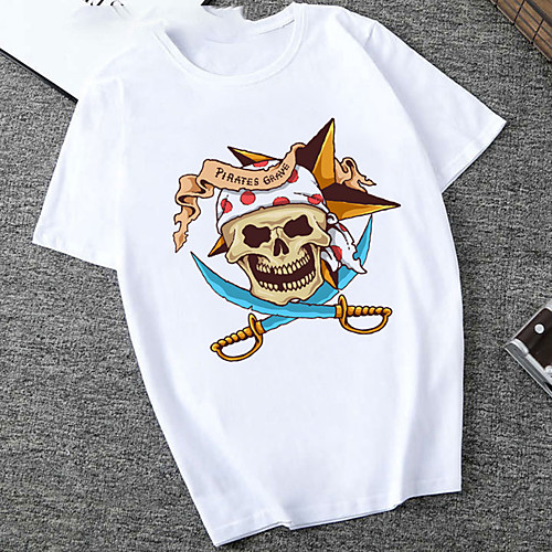 

Men's T shirt 3D Print Graphic Skull 3D Print Short Sleeve Daily Tops Casual Sports White