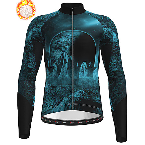 

21Grams Men's Long Sleeve Cycling Jacket Winter Fleece Dark Navy Bike Jacket Top Mountain Bike MTB Road Bike Cycling Thermal Warm Fleece Lining Breathable Sports Clothing Apparel / Stretchy
