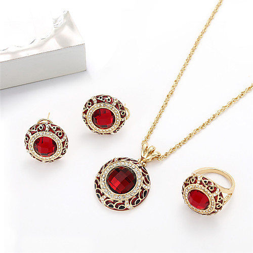 

Women's Jewelry Set Bridal Jewelry Sets Geometrical Precious Fashion Gold Plated Earrings Jewelry Red For Christmas Wedding Halloween Party Evening Gift 1 set