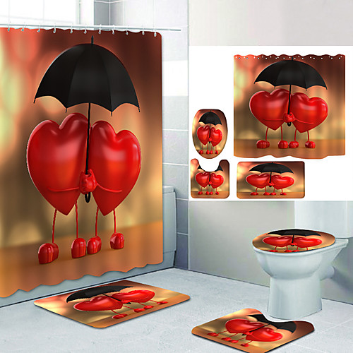 

Bathroom Shower Curtain & Mat Set Modern Polyester New Design