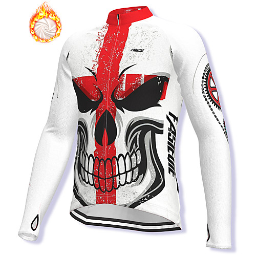 

21Grams Men's Long Sleeve Cycling Jacket Winter Fleece Spandex White Skull Bike Jacket Mountain Bike MTB Road Bike Cycling Fleece Lining Warm Sports Clothing Apparel / Stretchy / Athleisure