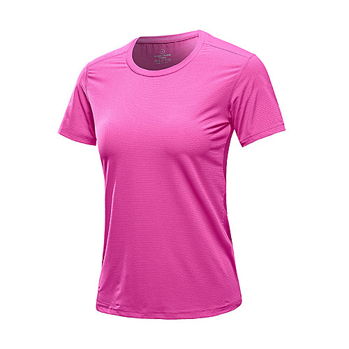 

Women's T shirt Hiking Tee shirt Short Sleeve Crew Neck Tee Tshirt Top Outdoor Lightweight Breathable Quick Dry Soft Summer Chinlon Elastane Solid Color Fuchsia Blue Pink Fishing Climbing Running