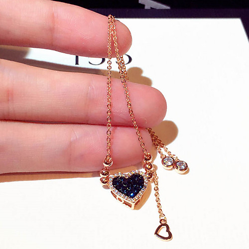 

Women's Clear Cubic Zirconia Bracelet Geometrical Heart Stylish Simple Alloy Bracelet Jewelry Gold For Daily Promise
