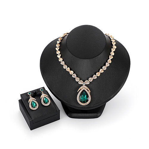 

Women's Jewelry Set 3D Precious Fashion Gold Plated Earrings Jewelry Red / Green For Christmas Wedding Halloween Party Evening Gift 1 set