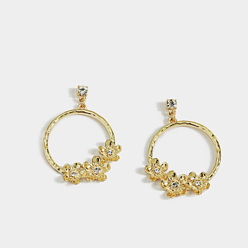 

Women's Clear Cubic Zirconia Hoop Earrings Geometrical Happy Stylish Simple Earrings Jewelry Gold For Daily Prom