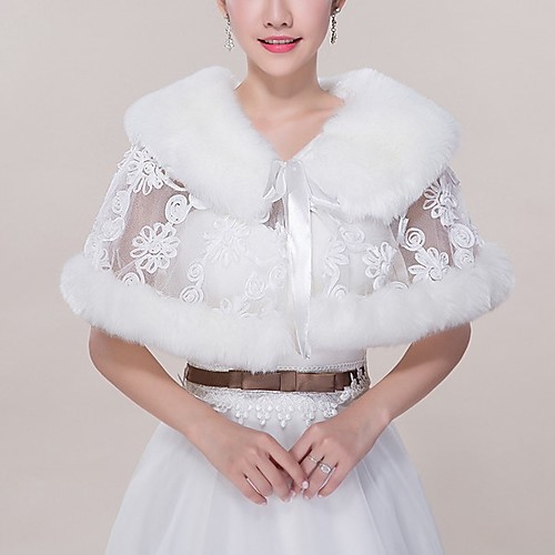 

Sleeveless Shawls / Bridal Faux Fur / Tulle Wedding / Party / Evening Shawl & Wrap / Women's Wrap With Fur