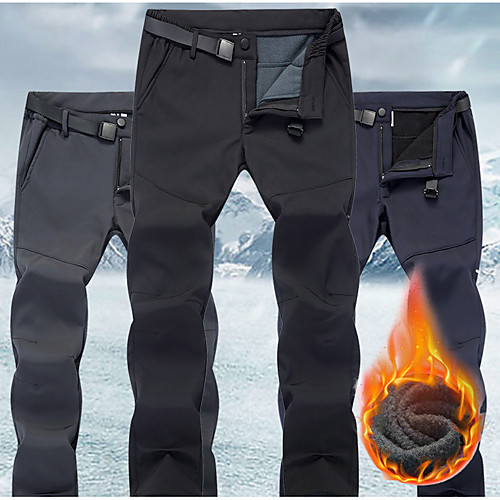 

Men's Softshell Pants Solid Color Winter Outdoor Standard Fit Thermal Warm Waterproof Windproof Fleece Lining Fleece Pants / Trousers Bottoms Black Blue Grey Fishing Climbing Camping / Hiking / Caving