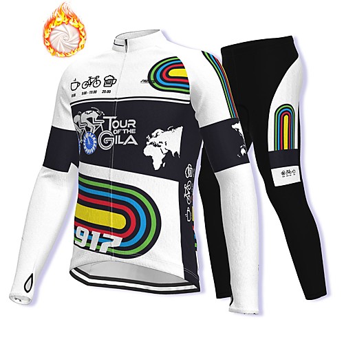 

21Grams Men's Long Sleeve Cycling Jacket with Pants Winter Fleece Spandex BlackWhite Bike Fleece Lining Warm Sports Graphic Mountain Bike MTB Road Bike Cycling Clothing Apparel / Stretchy