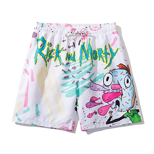 

Men's Swim Trunks Board Shorts Swimsuit Print Letter White Swimwear Bathing Suits Casual Cute / Sports