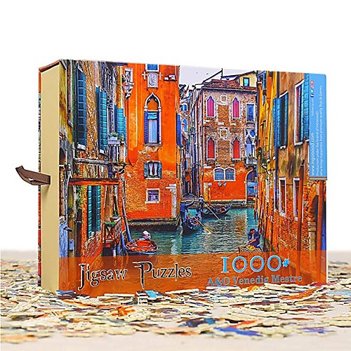 

1000 pcs European Scenic Jigsaw Puzzle Adult Puzzle Gift Stress and Anxiety Relief Parent-Child Interaction Wooden Adults Toy Gift