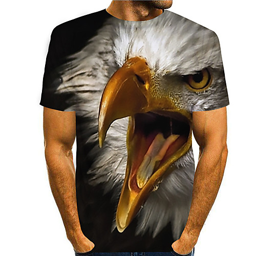 

Men's T shirt 3D Print Graphic Eagle Animal Print Short Sleeve Daily Tops Basic Casual Black