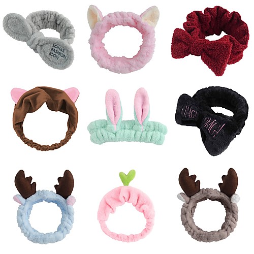 

5pcs Headbands for Women Girls Bow Wash Face Turban Makeup Elastic Hair Bands Coral Fleece Hair Accessories