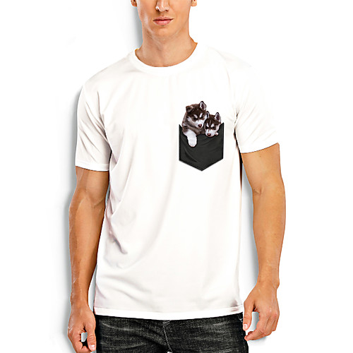 

Men's T shirt 3D Print Graphic 3D Animal Print Short Sleeve Casual Tops Simple Classic White