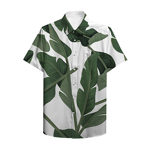 

Men's Shirt Other Prints Plants Button-Down Print Short Sleeve Casual Tops Casual Hawaiian Green