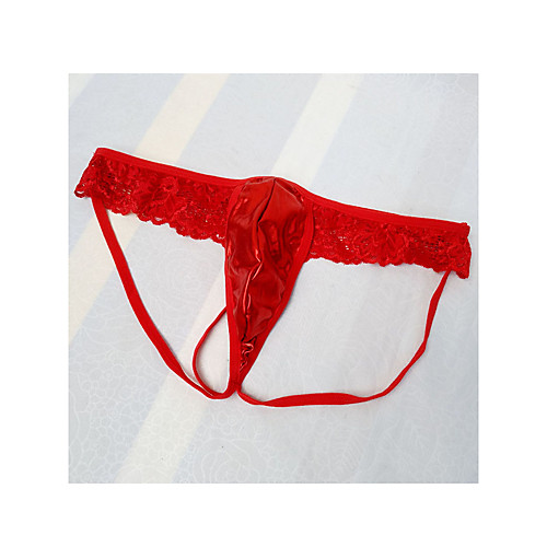 

Men's 1 Piece Basic G-string Underwear - Normal Low Waist Red One-Size