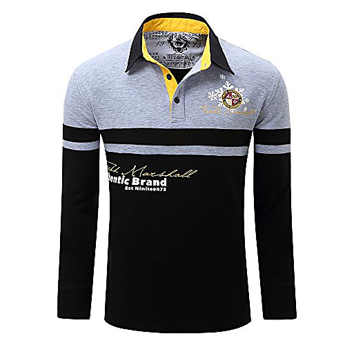 

men's regular fit long sleeve printing polo shirt