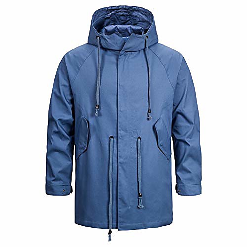 

Men's Casual Outdoor Jacket Hooded Windproof Coat Windbreaker Sports Military Cotton Jackets Track Jacket Blue M