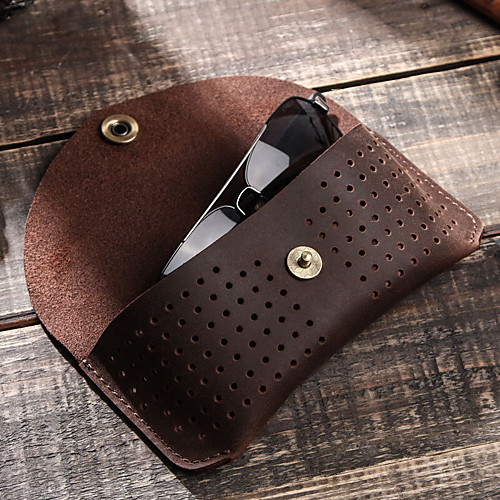 

men vintage hollow genuine leather sunglasses bag