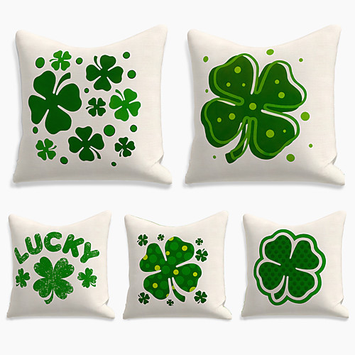 

5 pcs Linen Pillow Cover, Floral&Plants Simple Casual Square Polyester Traditional Classic