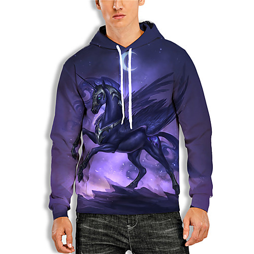 

Men's Pullover Hoodie Sweatshirt Graphic 3D Animal Print Daily 3D Print Basic Casual Hoodies Sweatshirts Purple