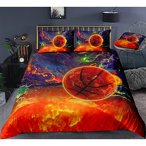 

sports series basketball print 3-piece duvet cover set hotel bedding sets comforter cover with soft lightweight microfiber, include 1 duvet cover, 2 pillowcases for double/queen/king(1 pillowcase for