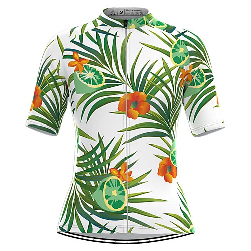 

Women's Short Sleeve Cycling Jersey White Floral Botanical Bike Top Mountain Bike MTB Road Bike Cycling Breathable Quick Dry Sports Clothing Apparel / Stretchy / Athleisure