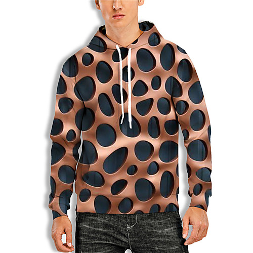 

Men's Pullover Hoodie Sweatshirt Graphic 3D Print Daily 3D Print Basic Casual Hoodies Sweatshirts Brown