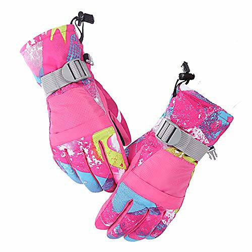 

Ski Gloves,Winter Waterproof Snowboard Warm Snow Snowmobile Gloves for Men Women Kids(Rose Red L,Men)
