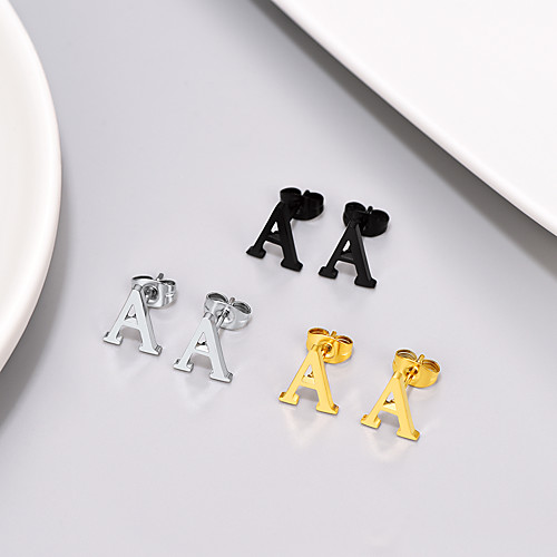 

Stud Earrings Hoop Earrings Earrings Alphabet Shape Stylish Simple Trendy Stainless Steel Earrings Jewelry Black / Gold / Silver For Street Gift Birthday Festival