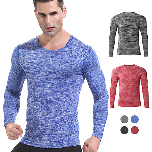 

Men's T shirt Hiking Tee shirt Long Sleeve Crew Neck Sweatshirt Top Outdoor Lightweight Breathable Quick Dry Soft Autumn / Fall Summer Polyester Solid Color Dark Grey Pink Dark Navy Fishing Climbing