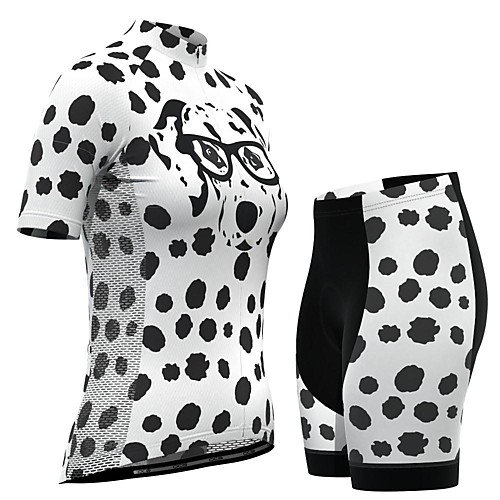 

21Grams Women's Short Sleeve Cycling Jersey with Shorts White Dog Bike Breathable Sports Dog Mountain Bike MTB Road Bike Cycling Clothing Apparel / Stretchy / Athletic