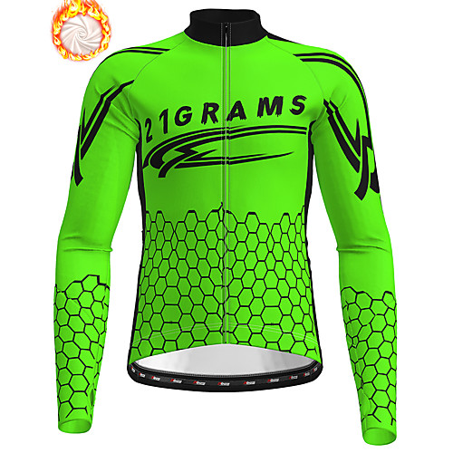 

21Grams Men's Long Sleeve Cycling Jacket Winter Fleece White Yellow Blue Bike Jacket Top Mountain Bike MTB Road Bike Cycling Thermal Warm Fleece Lining Breathable Sports Clothing Apparel / Stretchy