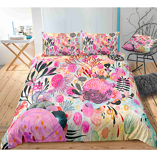 

Dream Flower 3-Piece Duvet Cover Set Hotel Bedding Sets Comforter Cover with Soft Lightweight Microfiber, Include 1 Duvet Cover, 2 Pillowcases for Double/Queen/King(1 Pillowcase for Twin/Single)