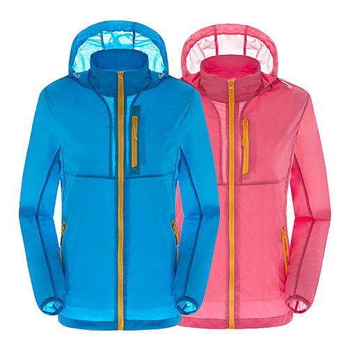 

Women's Hiking Skin Jacket Hiking Windbreaker Outdoor Solid Color Packable Lightweight UV Sun Protection Windproof Outerwear Jacket Top Fishing Climbing Running White Red Fuchsia Pink Sky Blue