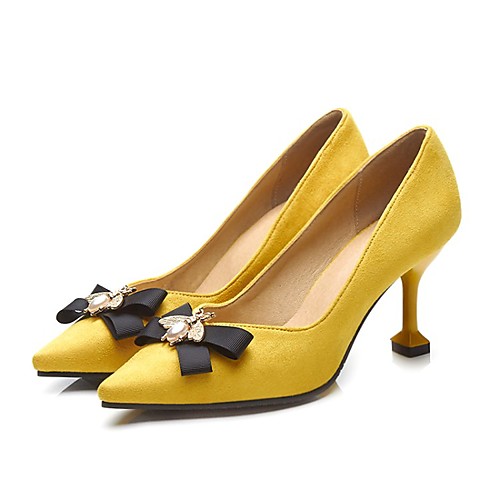 

Women's Heels Flare Heel Pointed Toe Business Vintage Wedding Daily Party & Evening PU Synthetics Bowknot Black Yellow