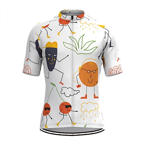 

21Grams Men's Short Sleeve Cycling Jersey White Cartoon Bike Top Mountain Bike MTB Road Bike Cycling Breathable Sports Clothing Apparel / Stretchy / Athletic