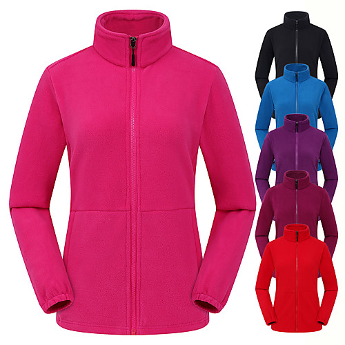 

Women's Hiking Fleece Jacket Winter Outdoor Solid Color Thermal Warm Windproof Thick Top Fleece Full Length Visible Zipper Outdoor Exercise Back Country Mountaineering Violet Black Red Burgundy Blue