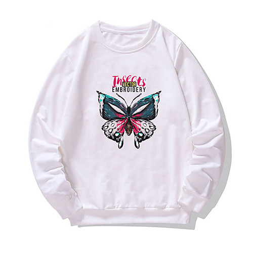 

Men's Pullover Sweatshirt Butterfly Print Daily Weekend Other Prints Casual Hoodies Sweatshirts White Black Purple