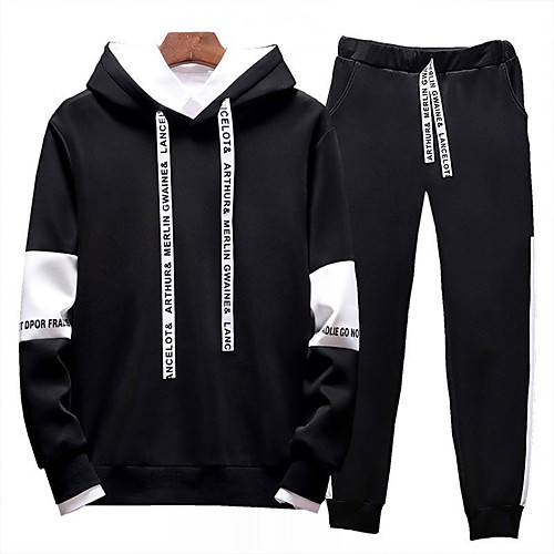 

Men's Hoodies Set Color Block Front Pocket Hooded Daily Going out non-printing Basic Casual Hoodies Sweatshirts Long Sleeve Long White Black Gray