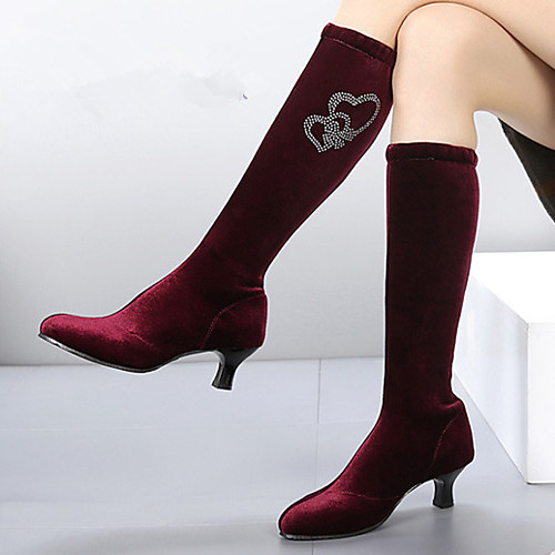 

Women's Dance Boots Boots Thick Heel Black Dark Red Loafer Adults'