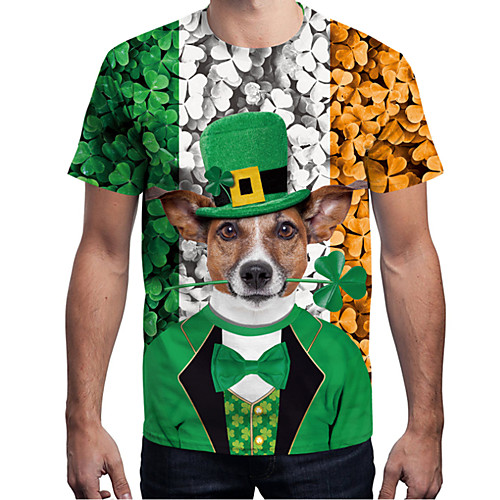 

Men's T shirt 3D Print Graphic 3D Animal 3D Print Short Sleeve Daily Tops Simple Green