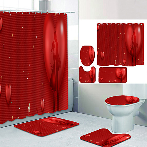 

Bathroom Shower Curtain & Mat Set Modern Polyester New Design