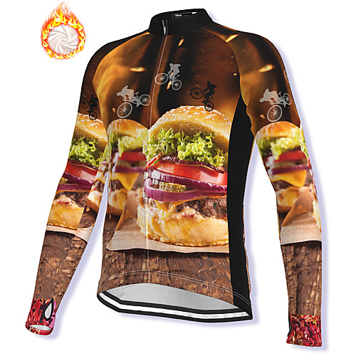 

21Grams Men's Long Sleeve Cycling Jacket Winter Fleece Spandex Brown Bike Jacket Mountain Bike MTB Road Bike Cycling Fleece Lining Warm Sports Clothing Apparel / Stretchy / Athleisure