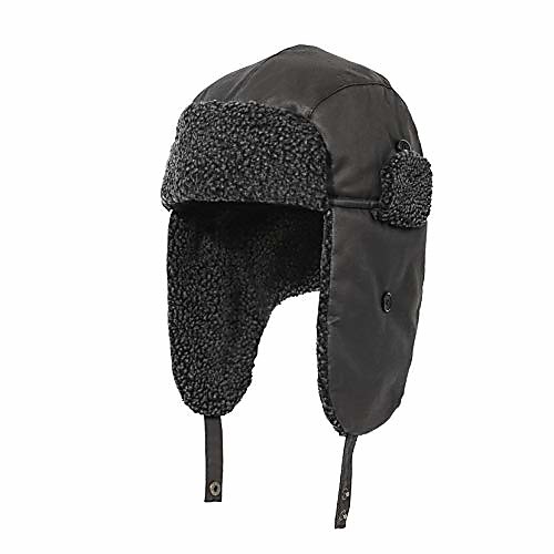 

Winter Trapper Russian Ushanka Hat Ear Flap Sherpa Fleece Lined Trooper with Windproof for Men Dark Grey